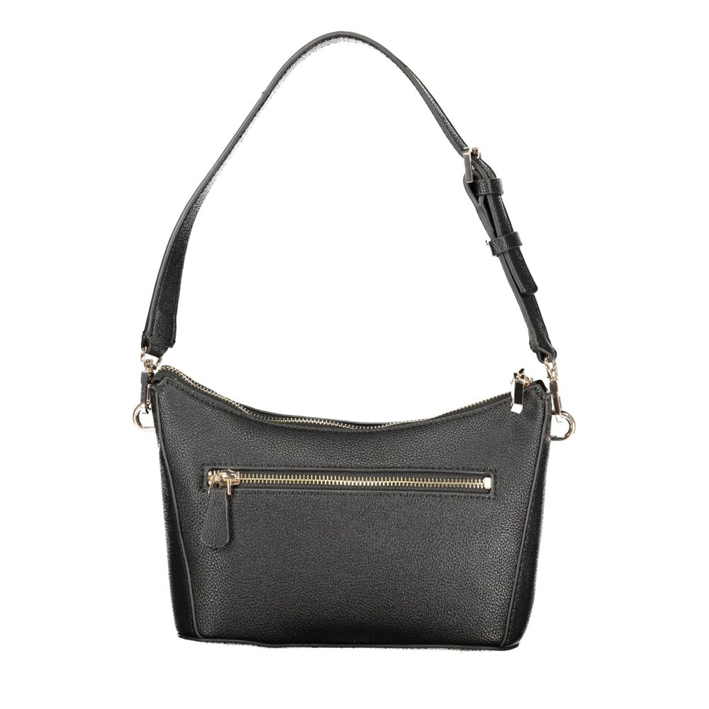 Guess Jeans black polyurethane women's handbag with sleek design and gold-tone hardware, showcasing a stylish accessory for women.