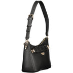 Black Guess Jeans polyurethane women's handbag with sleek design and top handles, featuring subtle branding and modern style.