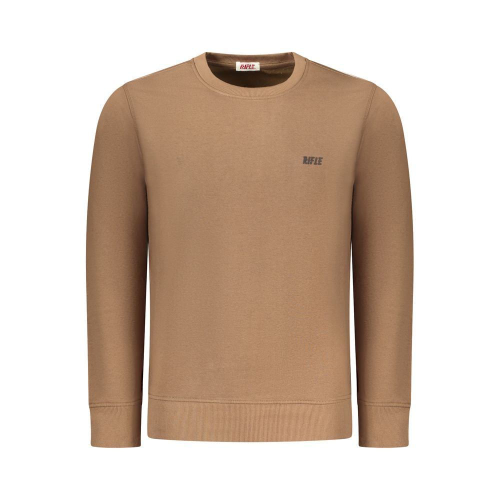 Rifle brown cotton men's sweatshirt with a crewneck and long sleeves, featuring a casual, comfortable fit.