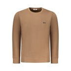 Rifle brown cotton men's sweatshirt with a crewneck and long sleeves, featuring a casual, comfortable fit.