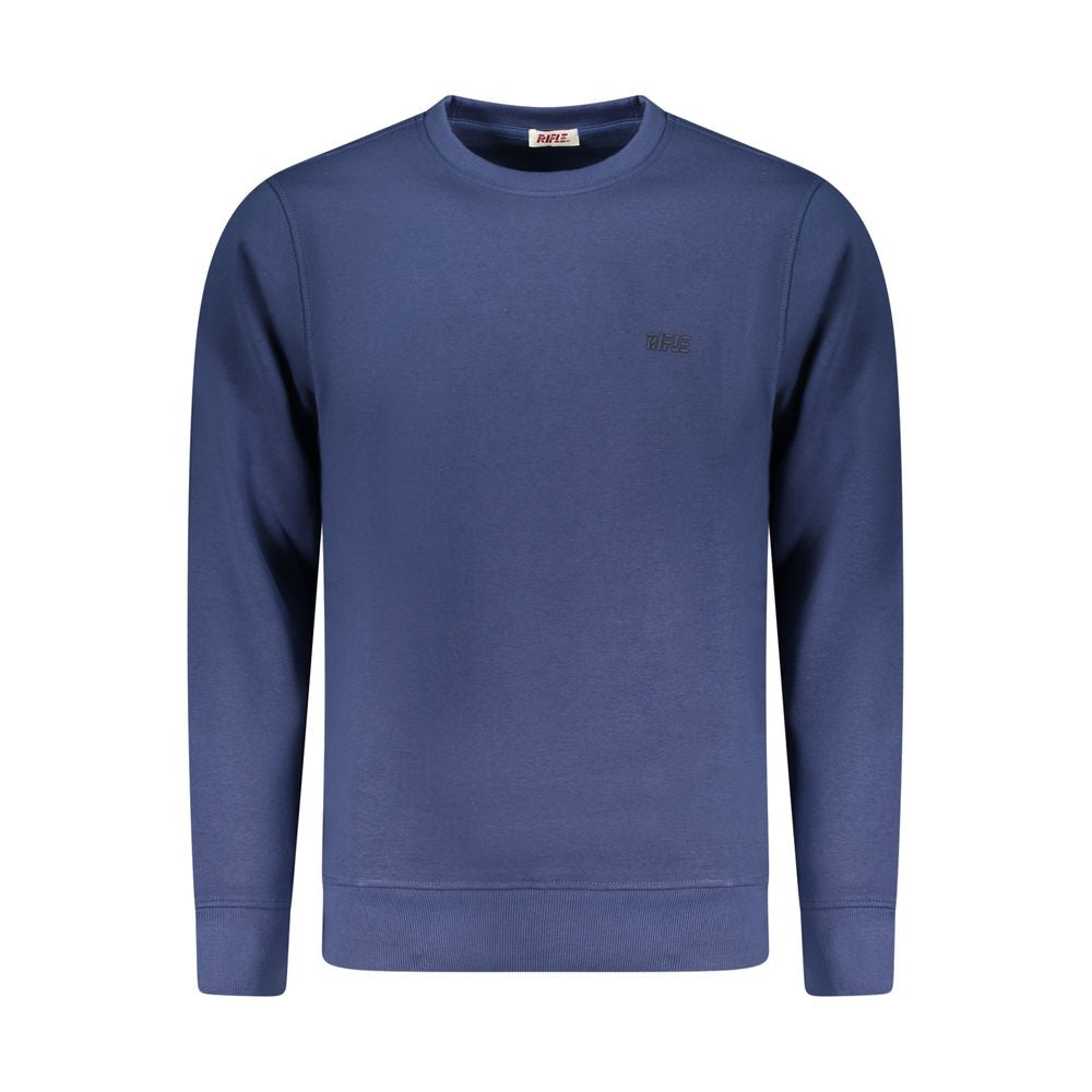 Rifle blue cotton men's sweatshirt with crew neck and long sleeves, featuring a casual fit and soft fabric.