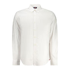 White cotton men's shirt by Norway 1963, featuring a classic fit and button-down collar, shown on a model.