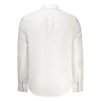 Norway 1963 white cotton men's shirt displayed flat with collar and buttons, showcasing classic casual style and clean design.