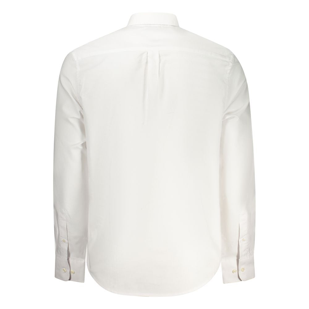 Norway 1963 white cotton men's shirt displayed flat with collar and buttons, showcasing classic casual style and clean design.