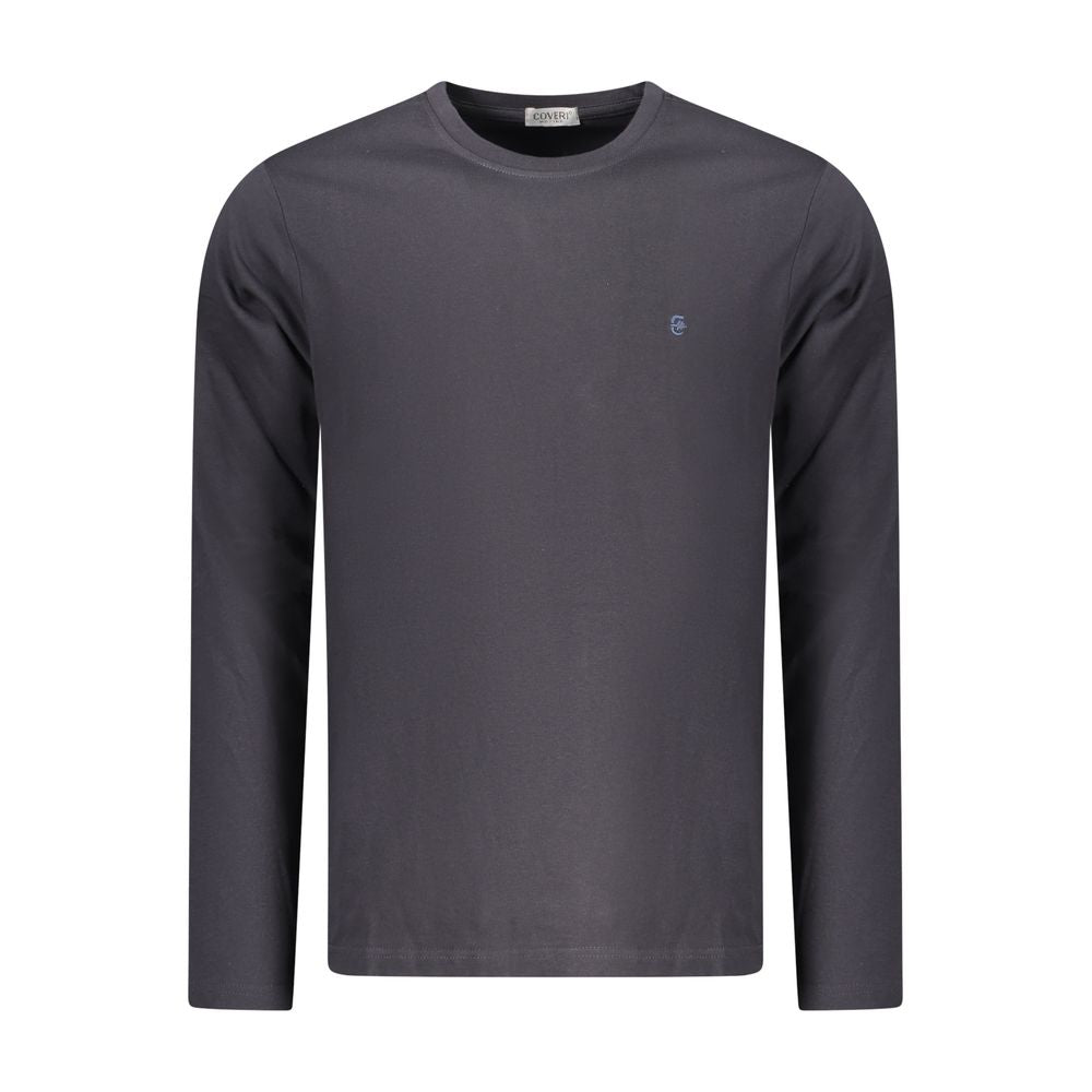 Coveri Moving blue cotton men's T-shirt with a simple crew neck design, showcasing a comfortable fit and soft fabric.