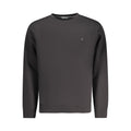 Black cotton men's sweater by Coveri Moving featuring a classic fit and ribbed cuffs, displayed on a neutral background.