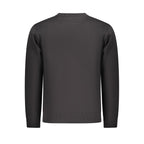 Black cotton men's sweater by Coveri Moving, featuring a classic fit and ribbed cuffs, displayed on a neutral background.