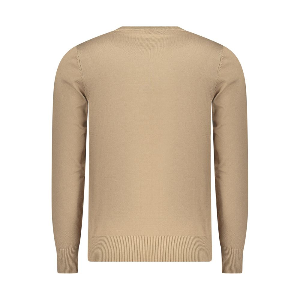 Beige Rifle men's viscose sweater with a crew neck and long sleeves, displayed on a neutral background.