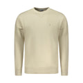 Beige men's cotton sweatshirt by Coveri Moving with a relaxed fit and crew neckline, displayed on a hanger.