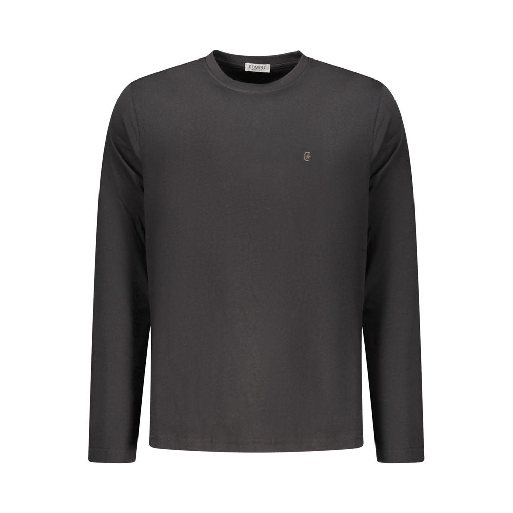 Black Coveri Moving men's cotton T-shirt with a classic fit and crew neckline, displayed flat on a white background.