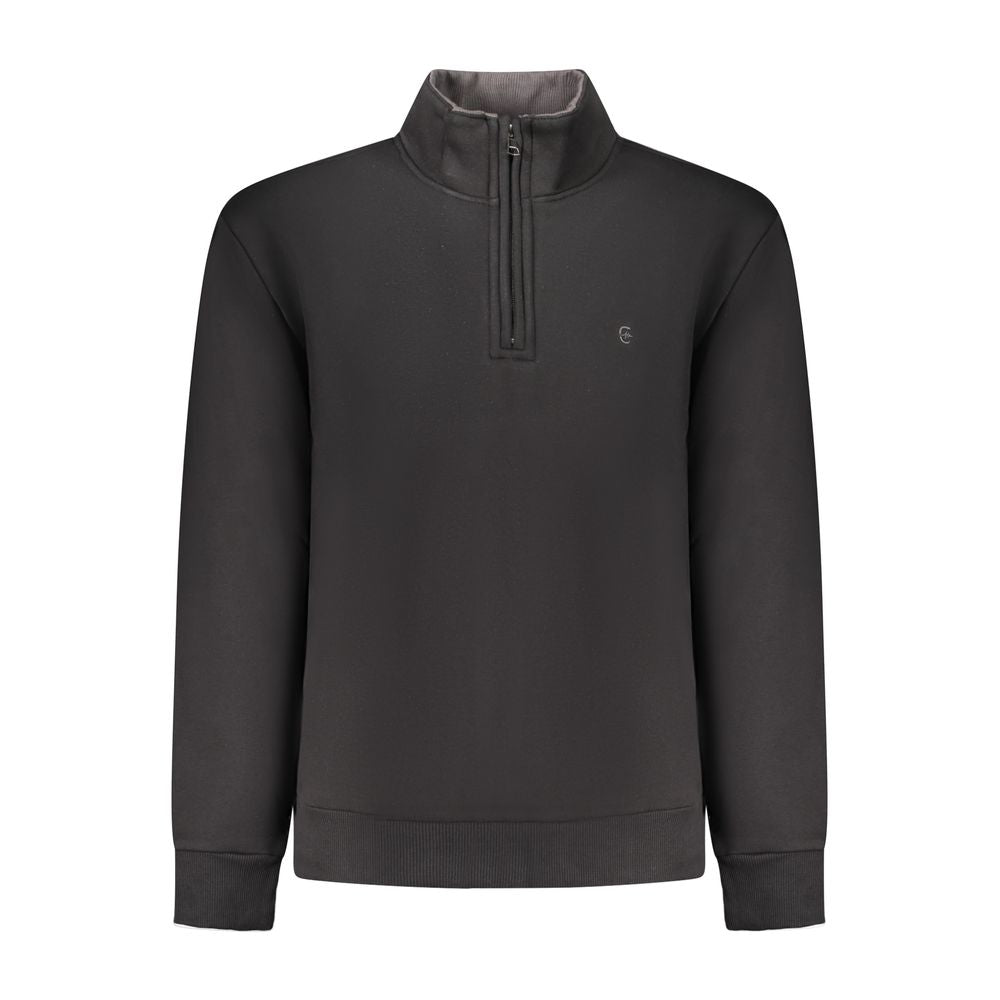 Black cotton men's sweatshirt by Coveri Moving featuring a relaxed fit and minimalist design, ideal for casual wear.
