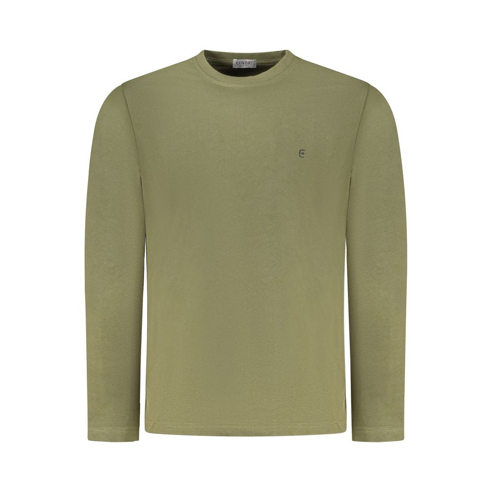 Coveri Moving Verde Cotton Men’s T-Shirt featuring a green design on white fabric, casual fit and round neckline.