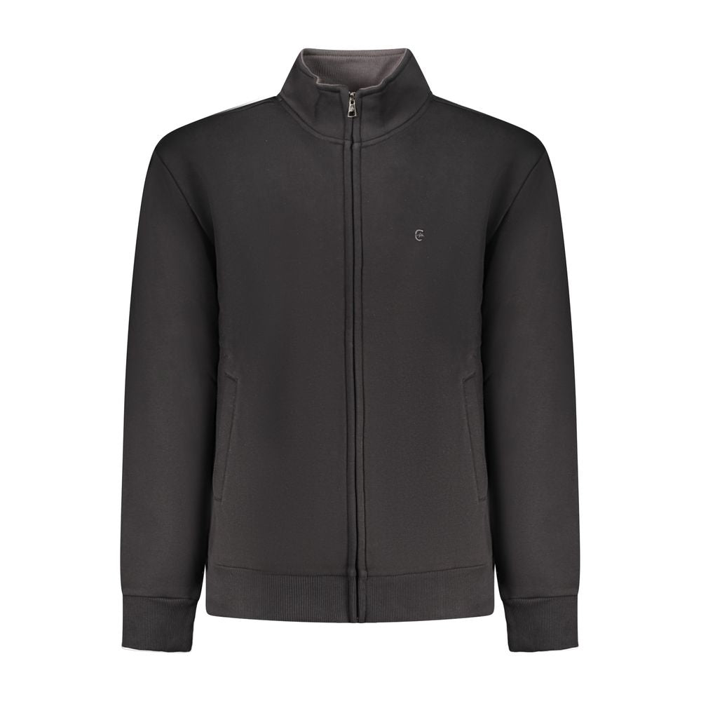 Black cotton men's sweatshirt by Coveri Moving featuring a classic fit and minimal design, shown on a plain background.