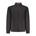 Black cotton men's sweatshirt by Coveri Moving featuring a classic fit and minimal design, shown on a plain background.