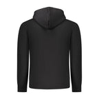 Black cotton men's hooded sweatshirt by Coveri Moving, featuring a comfortable fit and casual style.