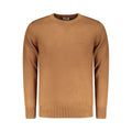 Rifle Marrone viscose men's sweater featuring a classic crew neck and ribbed cuffs, made from soft, brown viscose fabric.