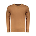 Rifle Marrone viscose men's sweater featuring a classic crew neck and ribbed cuffs, made from soft, brown viscose fabric.