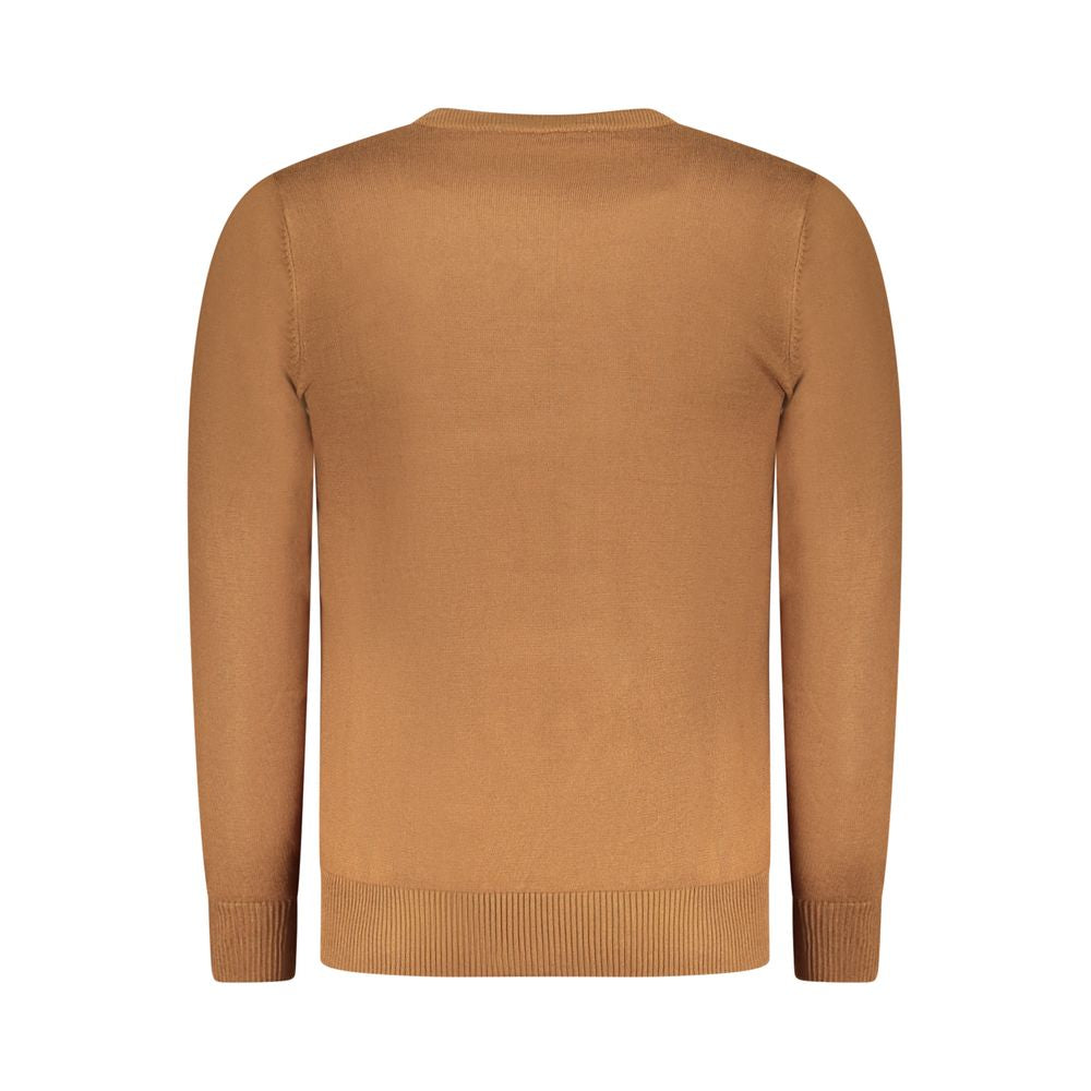 Rifle men's brown viscose sweater with a crew neck and long sleeves, featuring a textured knit pattern.