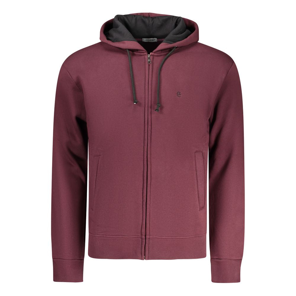 Red cotton men's hooded sweatshirt by Coveri Moving, featuring a comfortable fit and a casual style.