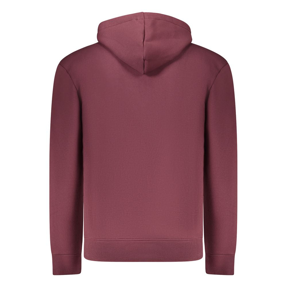 Red cotton men's hooded sweatshirt by Coveri Moving, featuring a comfortable fit and casual style.