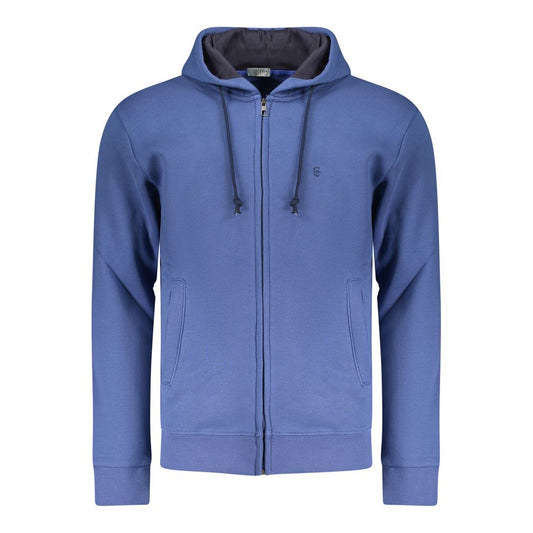 Coveri Moving Blue Cotton Men's Hoodie Sweatshirt Coveri Moving