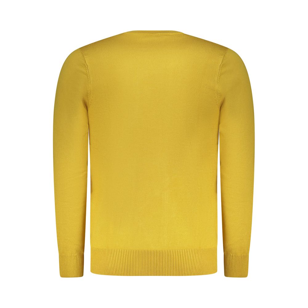 Yellow viscose men's sweater by Rifle with a comfortable fit and ribbed detailing, displayed on a neutral background.