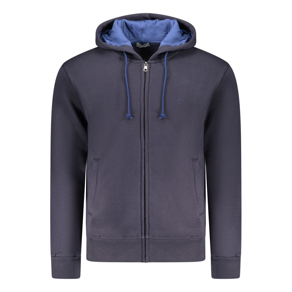 Blue cotton men's hooded sweatshirt from Coveri Moving, featuring a comfortable fit and casual style.