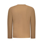 Coveri Moving Marrone cotton men's T-shirt with a classic crew neckline and relaxed fit, displayed flat on a white background.