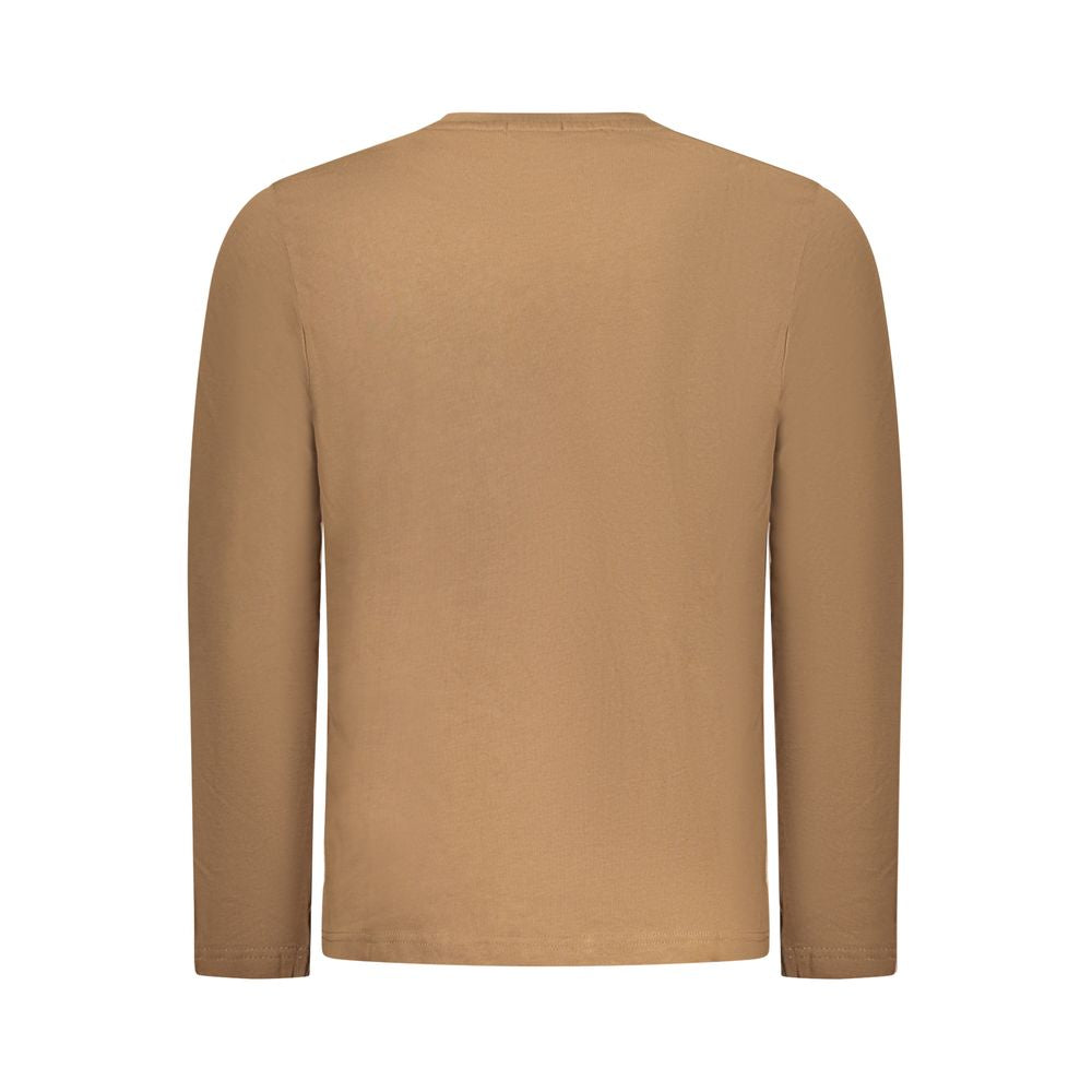 Coveri Moving Marrone cotton men's T-shirt with a classic crew neckline and relaxed fit, displayed flat on a white background.