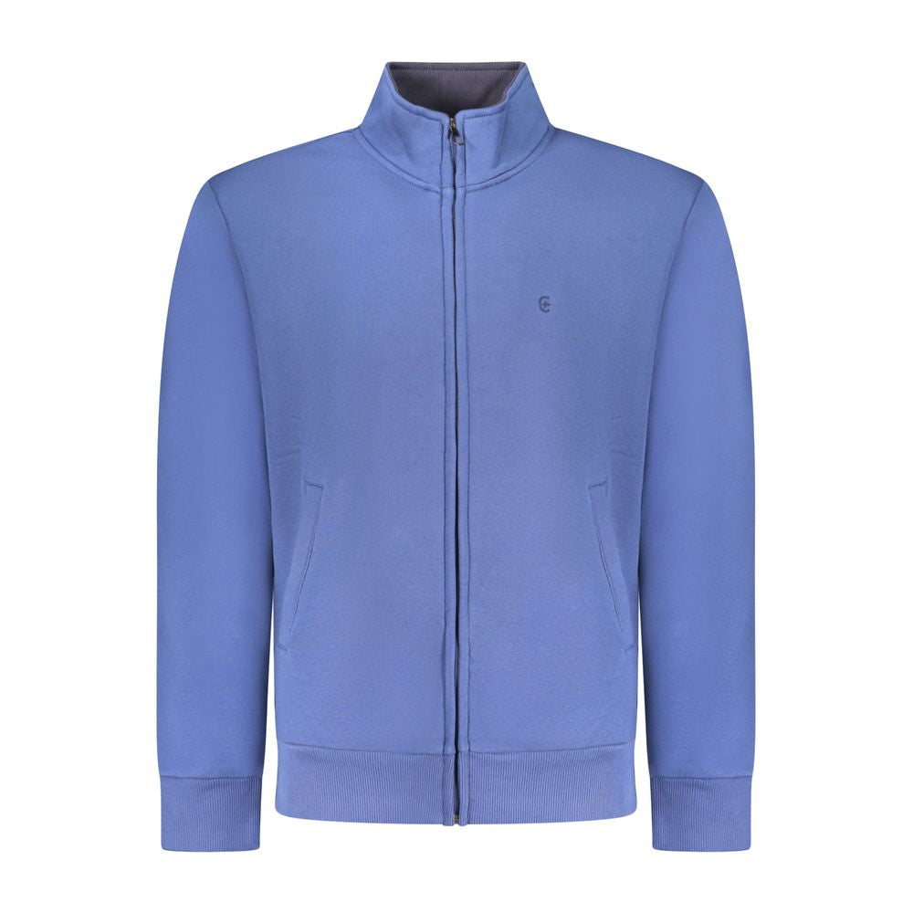 Coveri Moving Blu Cotton Men Sweatshirt featuring a relaxed fit and minimalist design, displayed on a neutral background.