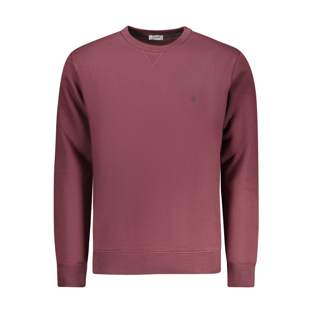 Coveri Moving Rosso Cotton Men's Sweatshirt with crew neck and long sleeves, featuring a stylish, comfortable design.