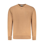 Coveri Moving Marrone cotton men's sweatshirt with a relaxed fit and crew neckline, displayed on a hanger.