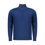 Blue viscose men's sweater by Coveri Moving, featuring a comfortable fit and stylish design, displayed on a neutral background.