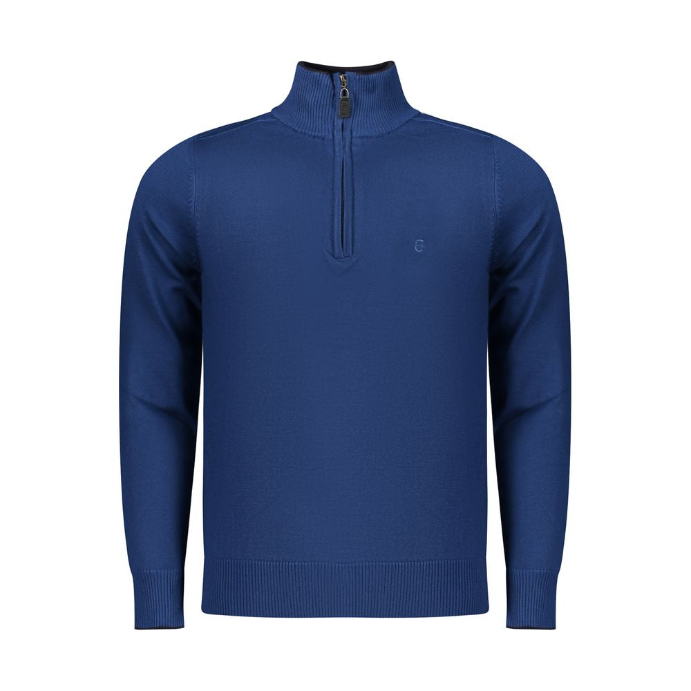 Blue viscose men's sweater by Coveri Moving, featuring a comfortable fit and stylish design, displayed on a neutral background.