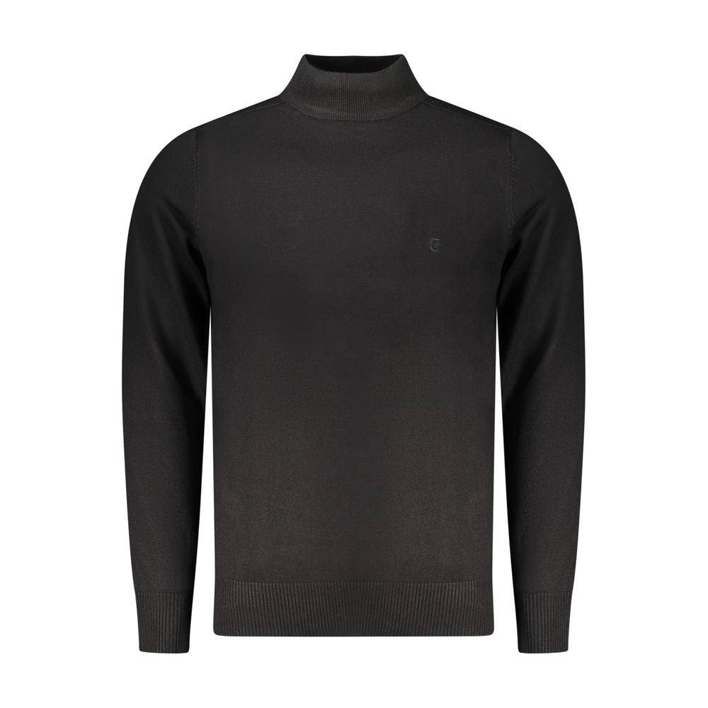 Black viscose men's sweater by Coveri Moving, featuring a comfortable fit and stylish design.