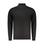 Black viscose men's sweater by Coveri Moving, featuring a comfortable fit and stylish design.