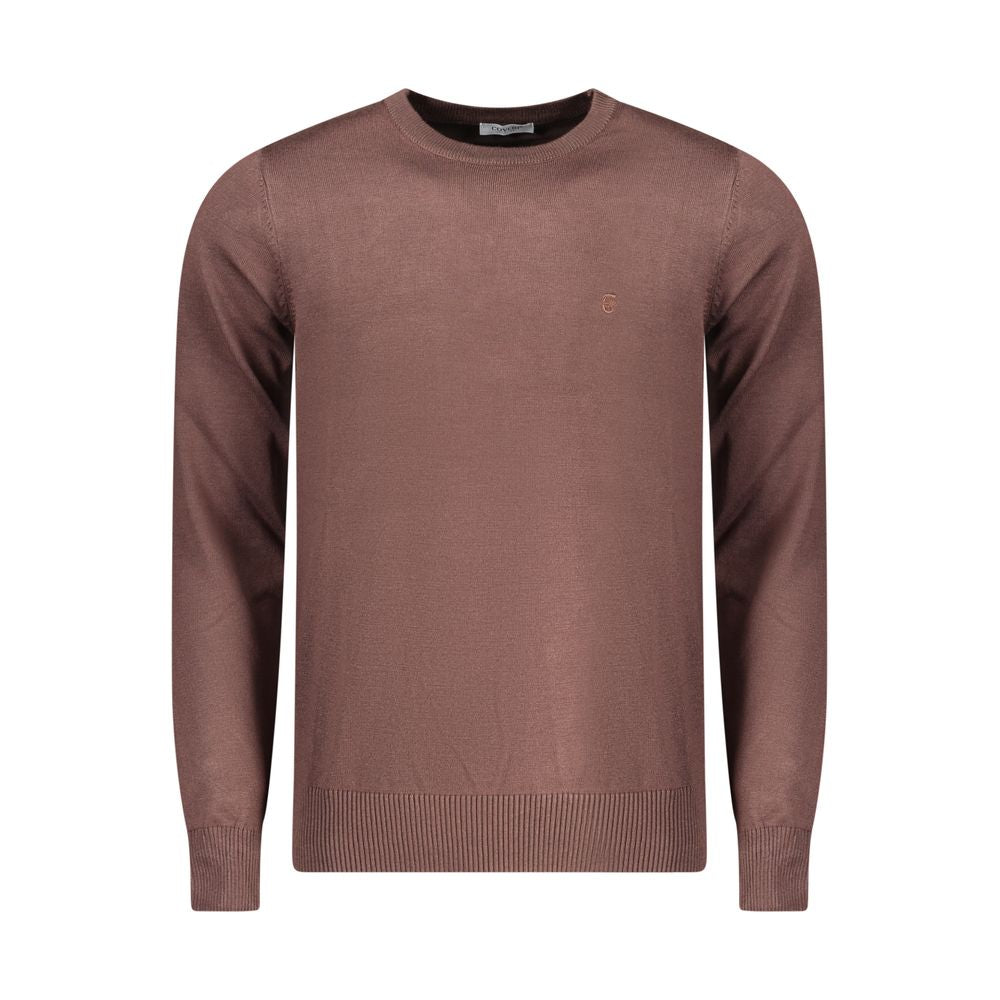 Coveri Moving Marrone viscose men's sweater displayed on a hanger, featuring a cozy, casual design in warm brown color.
