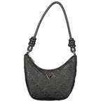 Black Guess Jeans polyurethane handbag for women, stylish with sleek design and modern look, shown in the image.