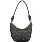 Black Guess Jeans polyurethane women’s handbag with sleek design and top handles, stylish accessory for everyday use.