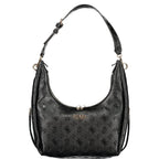 Black Guess Jeans women's handbag made of polyurethane with sleek design and gold-tone hardware, perfect for stylish everyday use.