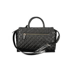 Black Guess Jeans women's handbag made of polyurethane with sleek design and silver-tone hardware.
