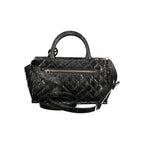 Guess Jeans black polyurethane women's handbag with sleek design and silver hardware, featuring top handles and a spacious interior.