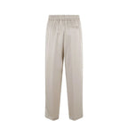 Herno beige acetate casual pants with relaxed fit and tailored waistband, displayed flat on a white background.