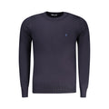 Coveri Moving blu viscosa uomo maglia, close-up of stylish men's long-sleeve shirt with a relaxed fit and soft fabric texture.