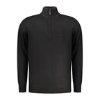 Black viscose men's sweater by Coveri Moving, featuring a sleek fit and classic design, displayed on a neutral background.