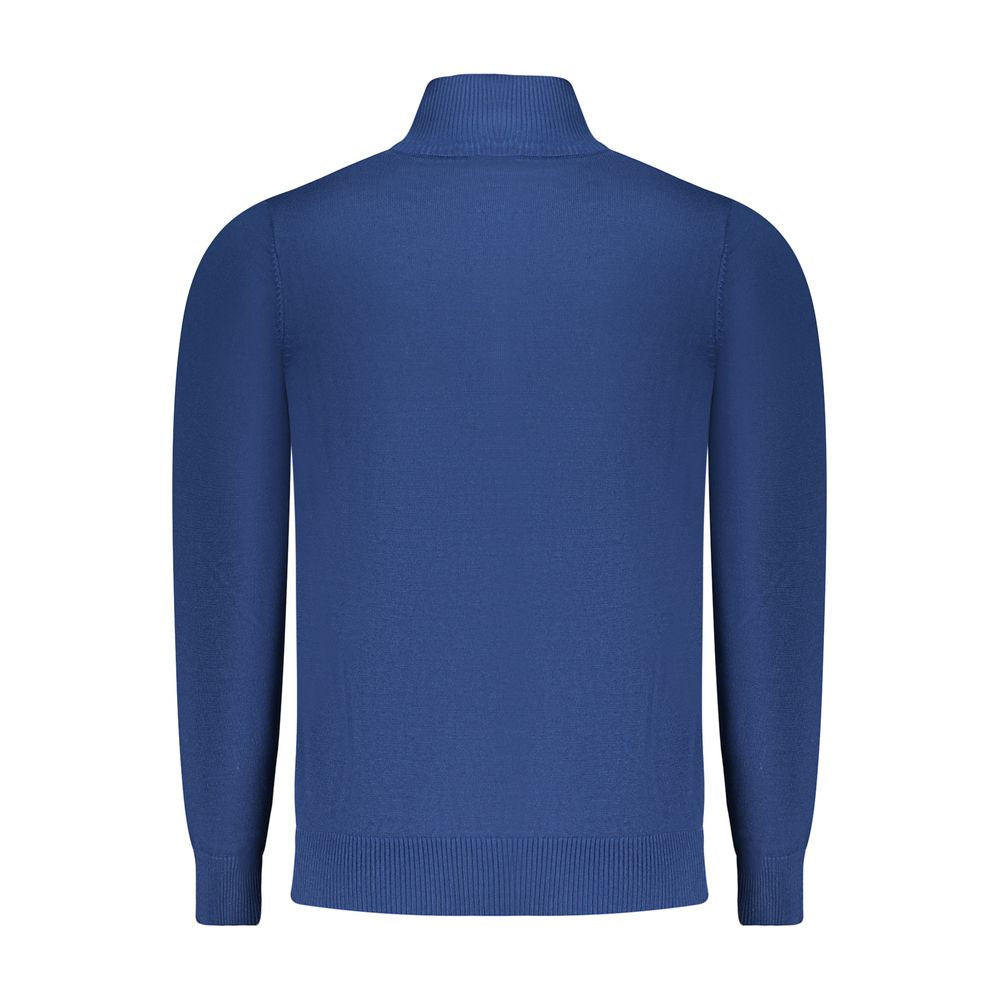 Coveri Moving blue viscose men's sweater with a cozy fit, featuring a classic crew neckline and textured knit pattern.