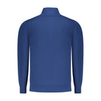 Coveri Moving blue viscose men's sweater with a cozy fit, featuring a classic crew neckline and textured knit pattern.