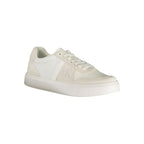 Calvin Klein Bianco polyester men's sneaker with white design and casual style, featuring laces and a rubber sole.