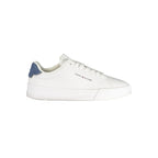 Tommy Hilfiger white polyurethane men's sneaker with sleek design and white rubber sole, casual footwear for everyday wear.