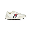 Tommy Hilfiger white polyurethane men's sneaker with sleek design and rubber sole, featuring brand logo detail.